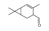 4,7,7-trimethylbicyclo[4.1.0]hept-4-ene-3-carbaldehyde structure