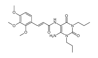 (E)-N-(6-amino-2,4-dioxo-1,3-dipropyl-1,2,3,4-tetrahydropyrimidin-5-yl)-3-(2,3,4-trimethoxyphenyl)acrylamide结构式