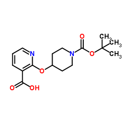 2-[(1-{[(2-Methyl-2-propanyl)oxy]carbonyl}-4-piperidinyl)oxy]nicotinic acid Structure