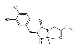 (S)-methyl 2-(4-(3,4-dihydroxybenzyl)-2,2-dimethyl-5-oxoimidazolidin-1-yl)acetate Structure