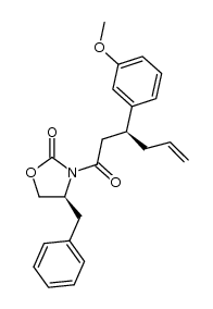 (S)-4-benzyl-3-((S)-3-(3-methoxyphenyl)hex-5-enoyl)oxazolidin-2-one结构式