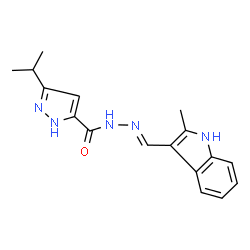 3-isopropyl-N'-[(2-methyl-1H-indol-3-yl)methylene]-1H-pyrazole-5-carbohydrazide structure