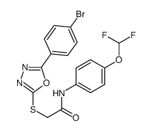 2-[[5-(4-bromophenyl)-1,3,4-oxadiazol-2-yl]sulfanyl]-N-[4-(difluoromethoxy)phenyl]acetamide结构式