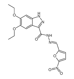 5,6-diethoxy-1(2)H-indazole-3-carboxylic acid (5-nitro-furan-2-ylmethylene)-hydrazide结构式