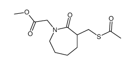 1-methoxycarbonylmethyl-3-acetylmercaptomethylperhydroazepin-2-one Structure