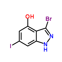 3-Bromo-6-iodo-1H-indazol-4-ol structure