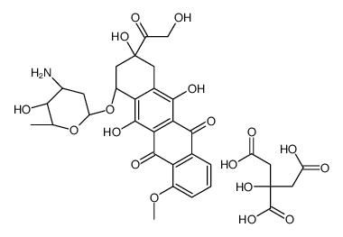 (7S,9S)-7-[(2R,4S,5S,6S)-4-amino-5-hydroxy-6-methyloxan-2-yl]oxy-6,9,11-trihydroxy-9-(2-hydroxyacetyl)-4-methoxy-8,10-dihydro-7H-tetracene-5,12-dione,2-hydroxypropane-1,2,3-tricarboxylic acid Structure