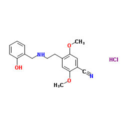 4-{2-[(2-Hydroxybenzyl)amino]ethyl}-2,5-dimethoxybenzonitrile hydrochloride (1:1)结构式