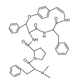 1-(N,N-dimethyl-L-phenylalanyl)-L-proline (4S)-7t-benzyl-5,8-dioxo-3t-phenyl-2-oxa-6,9-diaza-1(1,4)-benzena-cycloundecaphan-10c-en-4r-ylamide Structure