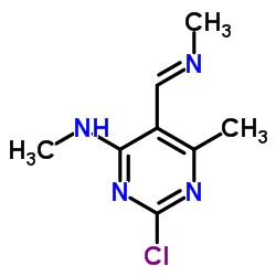 2-Chloro-N,6-dimethyl-5-[(E)-(methylimino)methyl]-4-pyrimidinamine结构式