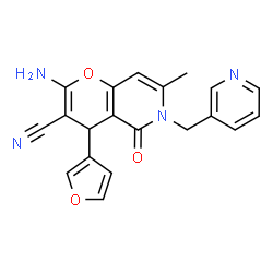 2-amino-4-(furan-3-yl)-7-methyl-5-oxo-6-(pyridin-3-ylmethyl)-5,6-dihydro-4H-pyrano[3,2-c]pyridine-3-carbonitrile Structure