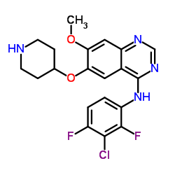 N-(3-Chloro-2,4-difluorophenyl)-7-methoxy-6-(4-piperidinyloxy)-4-quinazolinamine Structure