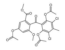 5-acetoxy-2-(2,6-diacetoxy-3,5-dichloro-4-methyl-benzoyl)-3-methoxy-benzoic acid methyl ester结构式