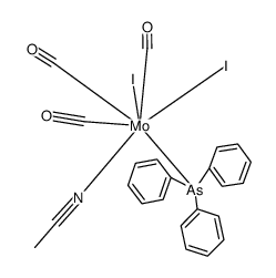 diiodo(tricarbonyl)triphenylAs(acetonitrile)tungsten(II)结构式