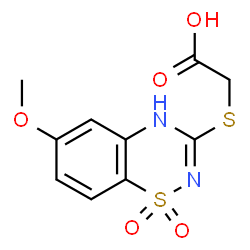 [[(6-Methoxy-2H-1,2,4-benzothiadiazine 1,1-dioxide)-3-yl]thio]acetic acid structure