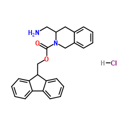 9H-Fluoren-9-ylmethyl 3-(aminomethyl)-3,4-dihydro-2(1H)-isoquinolinecarboxylate hydrochloride (1:1)结构式