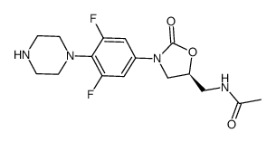 N-{[(5S)-3-(3,5-difluoro-4-piperazin-1-ylphenyl)-2-oxo-1,3-oxazolidin-5-yl]methyl}acetamide Structure