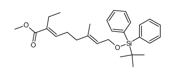 methyl (2E,6E)-8-[(tert-butyldiphenylsilyl)oxy]-2-ethyl-6-methyl-2,6-octadien-1-oate结构式