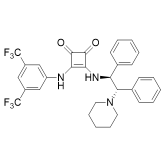 3-((3,5-双(三氟甲基)苯基)氨基)-4-((((1S,2S)-1,2-二苯基-2-(哌啶-1-基)乙基)氨基)环丁-3-烯1,2-二酮图片