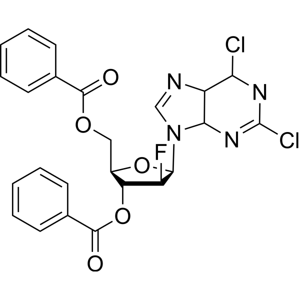 2,6-Dichloropurine-9-beta-D-(2'-deoxy-3',5'-di-O-benzoyl-2'-fluoro)arabinoriboside结构式