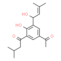 (-)-1-[5-Acetyl-2-hydroxy-3-(1-hydroxy-3-methyl-2-butenyl)phenyl]-3-methyl-1-butanone Structure