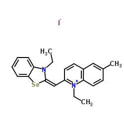 1-ethyl-2-[(3-ethyl-3H-benzoselenazol-2-ylidene)methyl]-6-methylquinolinium iodide结构式