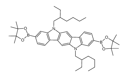 5,11-双(2-乙基己基)-3,9-双(4,4,5,5-四甲基-1,3,2-二氧杂硼烷-2-基)-5,11-二氢吲哚[3,2- b]咔唑结构式