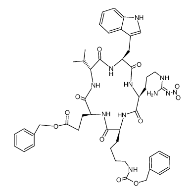 cyclo<-Arg(NO2)-Lys(Z)-Glu(OBzl)-D-Val-Trp->结构式