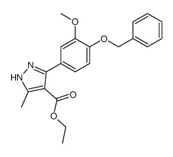 3-(4-benzyloxy-3-methoxy-phenyl)-5-methyl-1(2)H-pyrazole-4-carboxylic acid ethyl ester结构式