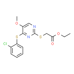 ETHYL 2-((4-[(2-CHLOROPHENYL)SULFANYL]-5-METHOXY-2-PYRIMIDINYL)SULFANYL)ACETATE picture