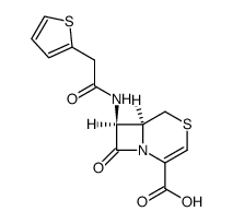 8-oxo-7t-(2-thiophen-2-yl-acetylamino)-(6rH)-4-thia-1-aza-bicyclo[4.2.0]oct-2-ene-2-carboxylic acid Structure