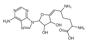 6,9-Diamino-1-(6-amino-9H-purin-9-yl)-1,5,6,7,8,9-hexadeoxy-Dec-4-enofuranuronic acid Structure