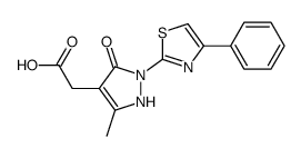 2-[5-methyl-3-oxo-2-(4-phenyl-1,3-thiazol-2-yl)-1H-pyrazol-4-yl]acetic acid结构式