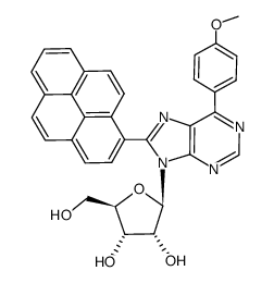 6-(4-methoxyphenyl)-8-(pyren-1-yl)-9-(β-D-ribofuranosyl)purine结构式