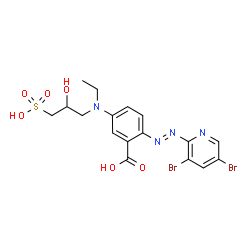 2-[(3,5-Dibromopyridin-2-yl)azo]-5-[ethyl(2-hydroxy-3-sulfopropyl)amino]benzoic acid structure