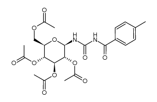 N-(4-methylbenzoyl)-N'-(2,3,4,6-tetra-O-acetyl-β-D-glucopyranosyl)urea结构式