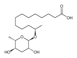 (R)-12-(((2R,3R,5R,6S)-3,5-dihydroxy-6-methyltetrahydro-2H-pyran-2-yl)oxy)tridecanoic acid Structure