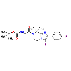 tert-butyl 2-(3-bromo-2-(4-fluorophenyl)-8,8-dimethyl-5,6-dihydroimidazo[1,2-a]pyrazin-7(8H)-yl)-2-oxoethylcarbamate picture