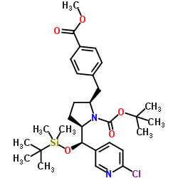 (2R,5S)-tert-butyl-2-((R)-((tert-butyldimethylsilyl)oxy)(6-chloropyridin-3-yl)methyl)-5-(4-(methoxycarbonyl)benzyl)pyrrolidine-1-carboxylate Structure