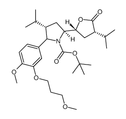 tert-butyl (3S,5S)-3-isopropyl-5-((2R,4S)-4-isopropyl-5-oxotetrahydrofuran-2-yl)-2-(4-methoxy-3-(3-methoxypropoxy)phenyl)pyrrolidine-1-carboxylate结构式