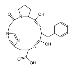 cyclic(3-1)-1-(carboxymethyl)prolyl-phenylalanyl-histidinamide Structure