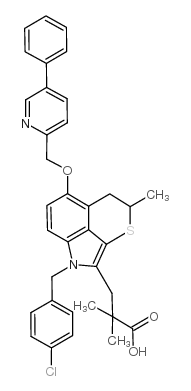 3-(1-(4-Chlorobenzyl)-4-methyl-6-(5-phenylpyridin-2-ylmethoxy)-4,5-dihydro-1H-thiopyrano(2,3,4-c,d)indol-2-yl)-2,2-dimethylpropanoic acid结构式