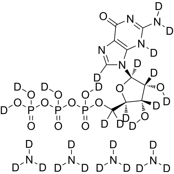 Guanosine 5'-triphosphate (GTP), ammonium salt-d27 Structure