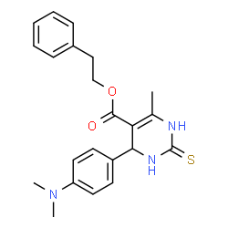 2-phenylethyl 4-[4-(dimethylamino)phenyl]-6-methyl-2-thioxo-1,2,3,4-tetrahydropyrimidine-5-carboxylate结构式