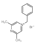 Pyrazinium,3,5-dimethyl-1-(phenylmethyl)-, bromide (1:1) Structure