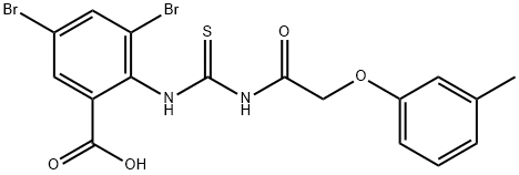 3,5-dibromo-2-[[[[(3-methylphenoxy)acetyl]amino]thioxomethyl]amino]-benzoic acid结构式