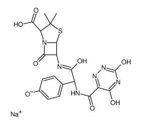 sodium,(2S,5R,6R)-6-[[2-[(3,5-dioxo-2H-1,2,4-triazine-6-carbonyl)amino]-2-(4-hydroxyphenyl)acetyl]amino]-3,3-dimethyl-7-oxo-4-thia-1-azabicyclo[3.2.0]heptane-2-carboxylate Structure