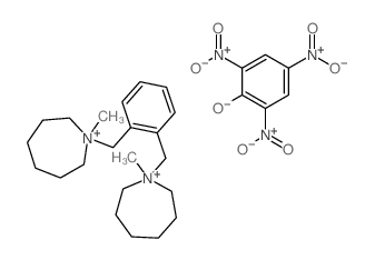 1-methyl-1-[[2-[(1-methyl-1-azoniacyclohept-1-yl)methyl]phenyl]methyl]-1-azoniacycloheptane; 2,4,6-trinitrophenol structure