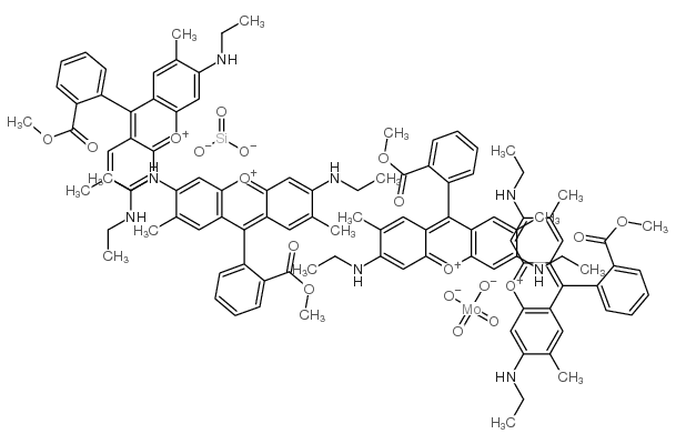 Xanthylium, 3,6-bis(ethylamino)-9-[2-(methoxycarbonyl)phenyl]-2,7-dimethyl-, molybdatesilicate structure