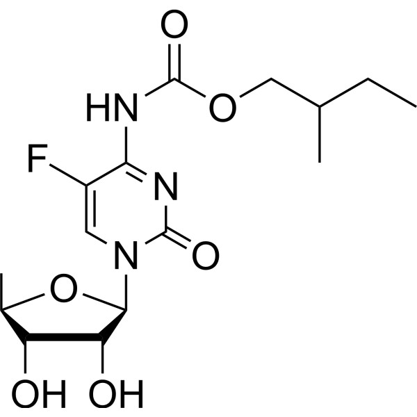 5'-脱氧-5-氟-N-[(2-甲基丁氧基)羰基]胞苷结构式